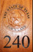 Texas Seal style 2 shown on mahogany